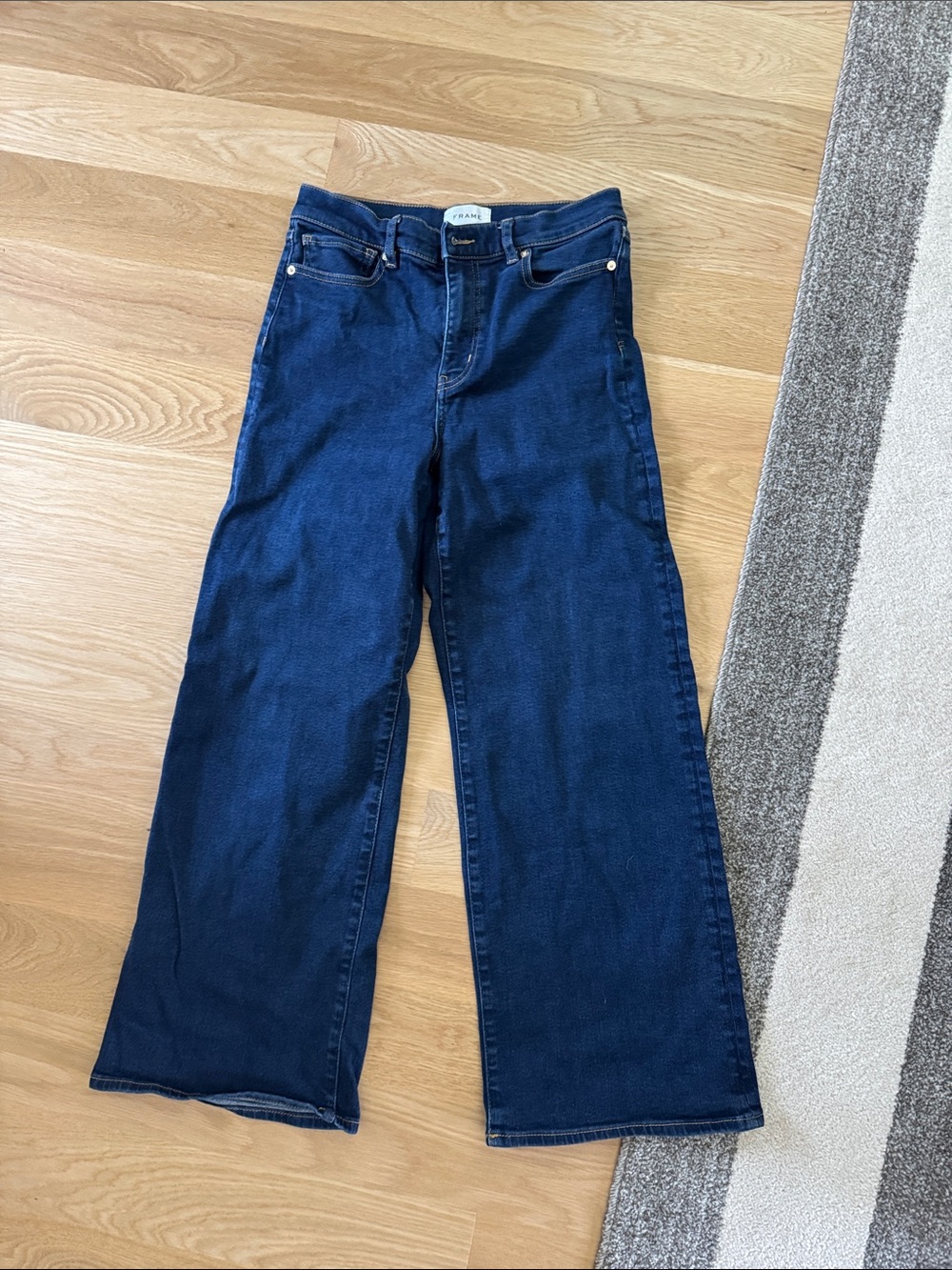 Frame Denim Le Slim Palazzo Wide-Leg Jeans in Dark Blue